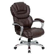 High Back Brown LeatherSoft Executive Swivel Ergonomic Office Chair with Arms, GO-901-BN-GG