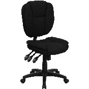Mid-Back Black Fabric Multifunction Swivel Ergonomic Task Office Chair with Pillow Top Cushioning, GO-930F-BK-GG