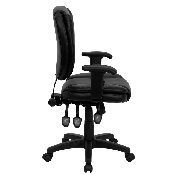 Mid-Back Black LeatherSoft Multifunction Swivel Ergonomic Task Office Chair with Pillow Top Cushioning and Arms, GO-930F-BK-LEA-ARMS-GG