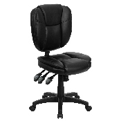 Mid-Back Black LeatherSoft Multifunction Swivel Ergonomic Task Office Chair with Pillow Top Cushioning, GO-930F-BK-LEA-GG