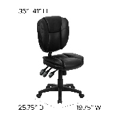 Mid-Back Black LeatherSoft Multifunction Swivel Ergonomic Task Office Chair with Pillow Top Cushioning, GO-930F-BK-LEA-GG