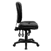 Mid-Back Black LeatherSoft Multifunction Swivel Ergonomic Task Office Chair with Pillow Top Cushioning, GO-930F-BK-LEA-GG