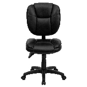 Mid-Back Black LeatherSoft Multifunction Swivel Ergonomic Task Office Chair with Pillow Top Cushioning, GO-930F-BK-LEA-GG