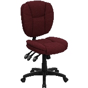 Mid-Back Burgundy Fabric Multifunction Swivel Ergonomic Task Office Chair with Pillow Top Cushioning, GO-930F-BY-GG