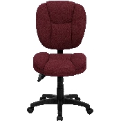 Mid-Back Burgundy Fabric Multifunction Swivel Ergonomic Task Office Chair with Pillow Top Cushioning, GO-930F-BY-GG