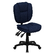 Mid-Back Navy Blue Fabric Multifunction Swivel Ergonomic Task Office Chair with Pillow Top Cushioning, GO-930F-NVY-GG