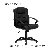 Mid-Back Black LeatherSoft Swivel Task Office Chair with Arms, GO-937M-BK-LEA-GG