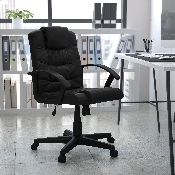 Mid-Back Black LeatherSoft Swivel Task Office Chair with Arms, GO-937M-BK-LEA-GG