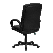 Mid-Back Black LeatherSoft Executive Swivel Office Chair with Three Line Horizontal Stitch Back and Arms, GO-977-1-BK-LEA-GG