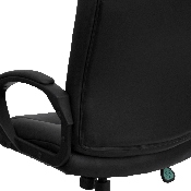 Mid-Back Black LeatherSoft Executive Swivel Office Chair with Three Line Horizontal Stitch Back and Arms, GO-977-1-BK-LEA-GG