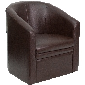 Brown LeatherSoft Barrel-Shaped Guest Chair, GO-S-03-BN-FULL-GG