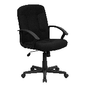 Mid-Back Black Fabric Executive Swivel Office Chair with Nylon Arms, GO-ST-6-BK-GG