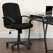 Mid-Back Black Fabric Executive Swivel Office Chair with Nylon Arms, GO-ST-6-BK-GG
