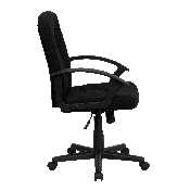 Mid-Back Black Fabric Executive Swivel Office Chair with Nylon Arms, GO-ST-6-BK-GG