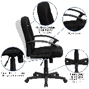 Mid-Back Black Fabric Executive Swivel Office Chair with Nylon Arms, GO-ST-6-BK-GG