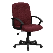 Mid-Back Burgundy Fabric Executive Swivel Office Chair with Nylon Arms, GO-ST-6-BY-GG