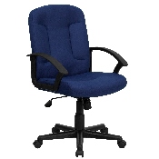 Mid-Back Navy Fabric Executive Swivel Office Chair with Nylon Arms, GO-ST-6-NVY-GG