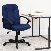 Mid-Back Navy Fabric Executive Swivel Office Chair with Nylon Arms, GO-ST-6-NVY-GG
