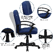 Mid-Back Navy Fabric Executive Swivel Office Chair with Nylon Arms, GO-ST-6-NVY-GG