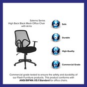 Salerno Series High Back Black Mesh Office Chair with Arms, GO-WY-193A-A-BK-GG