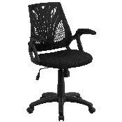 Mid-Back Designer Black Mesh Swivel Task Office Chair with Open Arms, GO-WY-82-GG