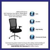 HERCULES Series 24/7 Intensive Use 300 lb. Rated Black Mesh Multifunction Ergonomic Office Chair with Seat Slider, GO-WY-85H-GG, GO-WY-85H-GG