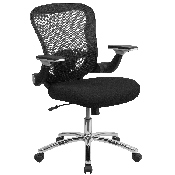 Mid-Back Black Mesh Executive Swivel Ergonomic Office Chair with Height Adjustable Flip-Up Arms, GO-WY-87-2-GG