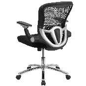 Mid-Back Black Mesh Executive Swivel Ergonomic Office Chair with Height Adjustable Flip-Up Arms, GO-WY-87-2-GG