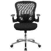 Mid-Back Black Mesh Executive Swivel Ergonomic Office Chair with Height Adjustable Flip-Up Arms, GO-WY-87-2-GG