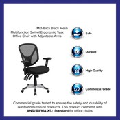 Mid-Back Black Mesh Multifunction Swivel Ergonomic Task Office Chair with Adjustable Arms, GO-WY-89-GG