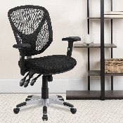 Mid-Back Black Mesh Multifunction Swivel Ergonomic Task Office Chair with Adjustable Arms, GO-WY-89-GG
