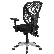 Mid-Back Black Mesh Multifunction Swivel Ergonomic Task Office Chair with Adjustable Arms, GO-WY-89-GG