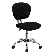 Mid-Back Black Mesh Padded Swivel Task Office Chair with Chrome Base, H-2376-F-BK-GG