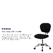 Mid-Back Black Mesh Padded Swivel Task Office Chair with Chrome Base, H-2376-F-BK-GG
