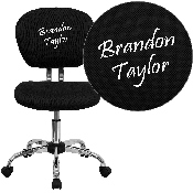 Personalized Mid-Back Black Mesh Swivel Task Office Chair with Chrome Base, H-2376-F-BK-TXTEMB-GG