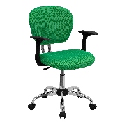 Mid-Back Bright Green Mesh Padded Swivel Task Office Chair with Chrome Base and Arms, H-2376-F-BRGRN-ARMS-GG