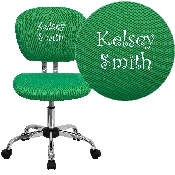 Personalized Mid-Back Bright Green Mesh Swivel Task Office Chair with Chrome Base, H-2376-F-BRGRN-TXTEMB-GG
