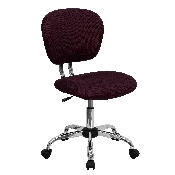 Mid-Back Burgundy Mesh Padded Swivel Task Office Chair with Chrome Base, H-2376-F-BY-GG