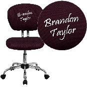 Personalized Mid-Back Burgundy Mesh Swivel Task Office Chair with Chrome Base, H-2376-F-BY-TXTEMB-GG
