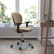 Mid-Back Coffee Brown Mesh Padded Swivel Task Office Chair with Chrome Base and Arms, H-2376-F-COF-ARMS-GG