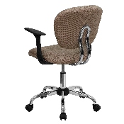 Mid-Back Coffee Brown Mesh Padded Swivel Task Office Chair with Chrome Base and Arms, H-2376-F-COF-ARMS-GG
