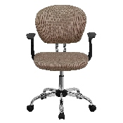 Mid-Back Coffee Brown Mesh Padded Swivel Task Office Chair with Chrome Base and Arms, H-2376-F-COF-ARMS-GG