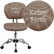 Personalized Mid-Back Coffee Brown Mesh Swivel Task Office Chair with Chrome Base, H-2376-F-COF-TXTEMB-GG