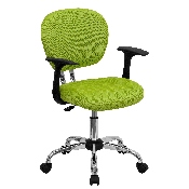 Mid-Back Apple Green Mesh Padded Swivel Task Office Chair with Chrome Base and Arms, H-2376-F-GN-ARMS-GG