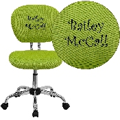 Personalized Mid-Back Apple Green Mesh Swivel Task Office Chair with Chrome Base, H-2376-F-GN-TXTEMB-GG