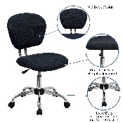 Mid-Back Gray Mesh Padded Swivel Task Office Chair with Chrome Base, H-2376-F-GY-GG