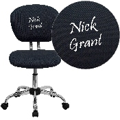 Personalized Mid-Back Gray Mesh Swivel Task Office Chair with Chrome Base, H-2376-F-GY-TXTEMB-GG