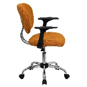 Mid-Back Orange Mesh Padded Swivel Task Office Chair with Chrome Base and Arms, H-2376-F-ORG-ARMS-GG