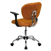 Mid-Back Orange Mesh Padded Swivel Task Office Chair with Chrome Base and Arms, H-2376-F-ORG-ARMS-GG