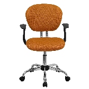 Mid-Back Orange Mesh Padded Swivel Task Office Chair with Chrome Base and Arms, H-2376-F-ORG-ARMS-GG